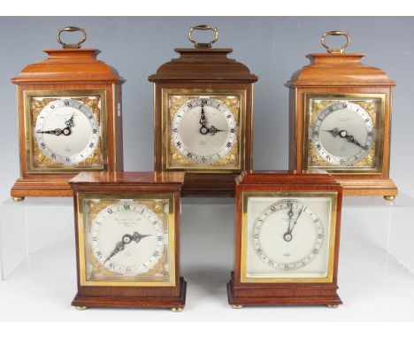 Two 20th century mahogany mantel timepieces by F.W. Elliott &amp; Co, each silvered dial inscribed 'Garrard &amp; Co Ltd 112 