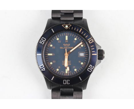 A Glycine Combat Automatic Sub 20 ATM black coated stainless steel cased gentleman's bracelet wristwatch, the signed black di