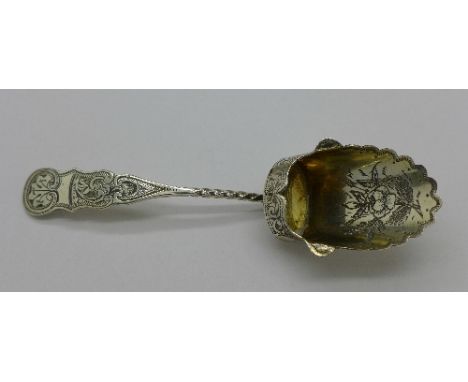 A silver sugar/caddy spoon, Birmingham 1900