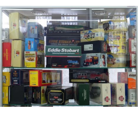 A COLLECTION OF CORGI DIE-CAST LARGE SCALE COMMERCIAL VEHICLES, INCLUDING LORRIES, TANKERS AND FIRE ENGINES, BOXED, APPROXIMA