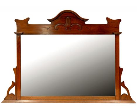 A MAHOGANY OVERMANTLE MIRROR, 85 X 125CM