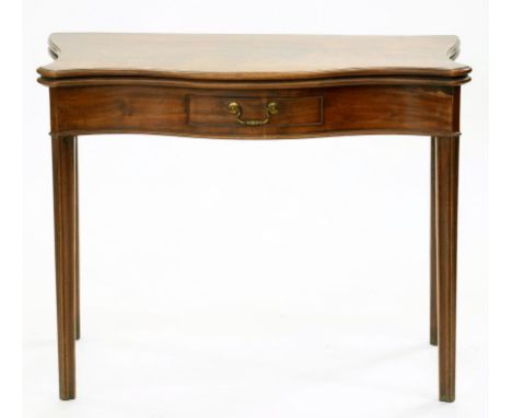 A  GEORGE III SERPENTINE CARD TABLE, 94CM W