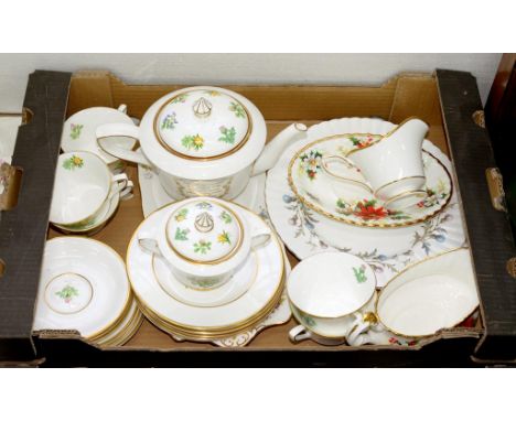  A ROYAL WORCESTER BONE CHINA L'ATELIER ART EDITIONS FLORAL TEA SERVICE, ETC