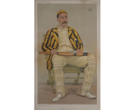 TWO VANITY FAIR CRICKETER PRINTS - YORKSHIRE CRICKET AND FLANNELLED FOOLS AFTER SPY, BOTH FOXED, 35 X 21CM, LATE 19TH C AND S