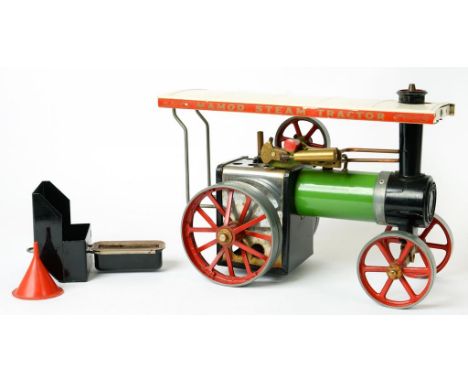 A MAMOD RED, GREEN AND WHITE PAINTED MODEL SPIRIT POWERED STEAM TRACTOR