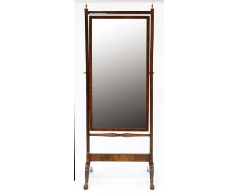 A MAHOGANY CHEVAL MIRROR, EARLY 20TH C, 160 X 62CM