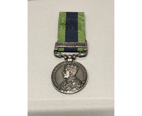 INDIA GENERAL SERVICE MEDAL WITH BAR FOR AFGHANISTAN NORTH WEST FRONTIER 1919 AWARDED TO 33004 PRIVATE T FALCONER DURHAM LIGH