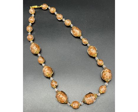 Monart art glass bead necklace. 