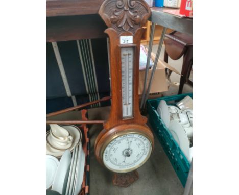 Victorian oak cased barometer 