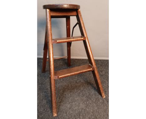Antique oak library ladder. [29cm high] 
