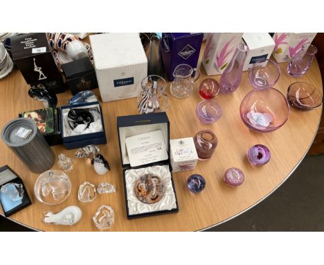 Large selection of art glass to include caithness glass, Selkirk glass, Edinburgh crystal and Swarovski crystal etc 