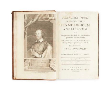 Du Jon, Francois Etymologicum Anglicanum Oxford: Sheldonian Theatre, 1743. First Edition, Folio, engraved portrait frontispie