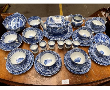Large Copeland Spode blue and white tea service with egg cups. 