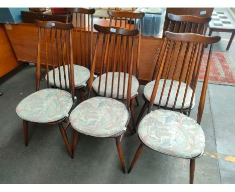 Set of 6 retro ercol elm wood chairs 