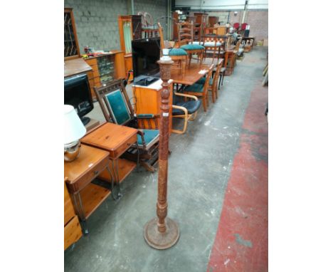 Heavily carved eastern themed standard floor lamp 