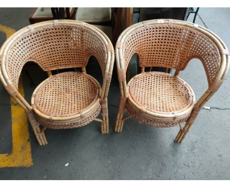 Pair of wicker vintage tub chairs 