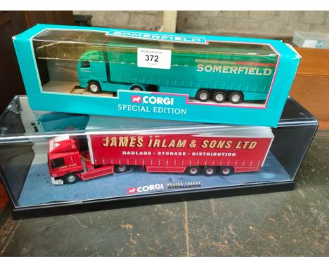 Large Boxed corgi James irlam and sons truck and curtain side trailor model together with other 