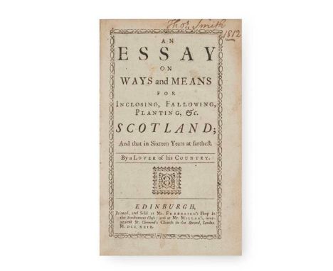 Agriculture of Scotland Mackintosh, William. An Essay on ways and Means for inclosing, Fallowing, Planting &amp; C, Scotland.