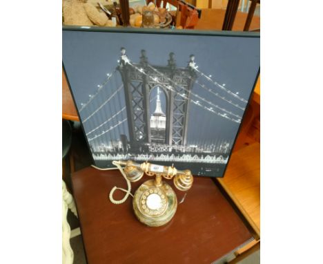 Vintage Onyx style telephone together with New York picture 