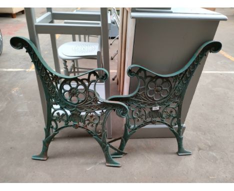 Pair of Cast iron garden bench ends. 