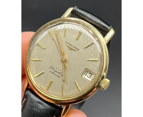 Vintage Gent's 9ct gold Longines Flagship Automatic evening wristwatch. [Working condition] 