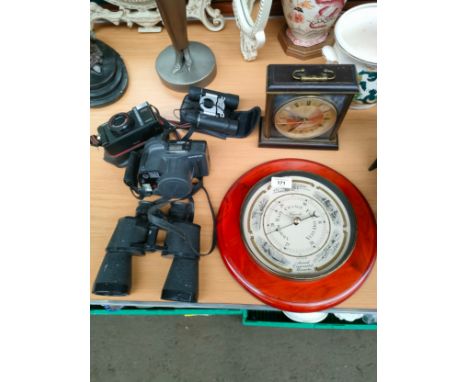 2 pairs  binoculars includes Zeiss , 2 cameras to include Olympus together with clock and barometer 