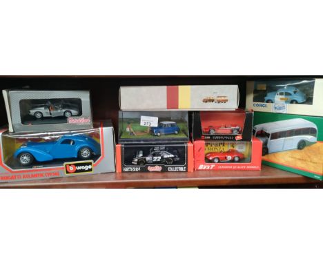 Shelf of models includes burago etc 
