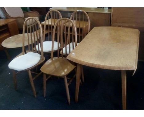 PRIORY DROP FLAP DINING TABLE WITH 6 MATCHING STICK BACK CHAIRS