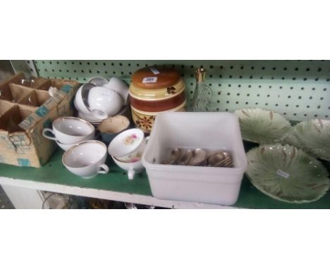 SHELF OF CHINA, CUTLERY &amp; GLASS WARE 