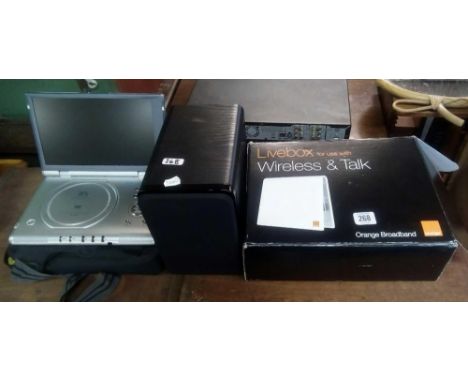ORANGE BROADBAND BOX, SPEAKER &amp; PORTABLE DVD PLAYER