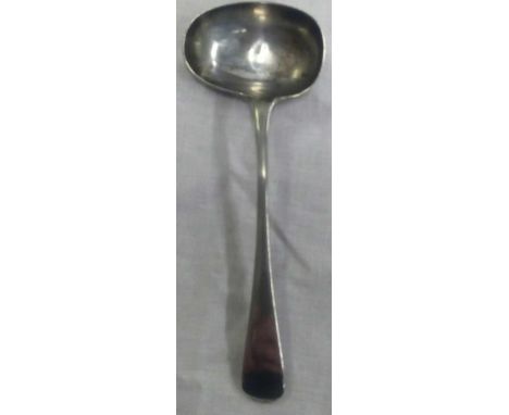 A PLAIN SILVER LADLE WITH LIP - SHEFFIELD 1909