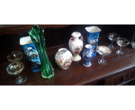 SHELF OF CHINA 5 BABYCHAM GLASSES ETC