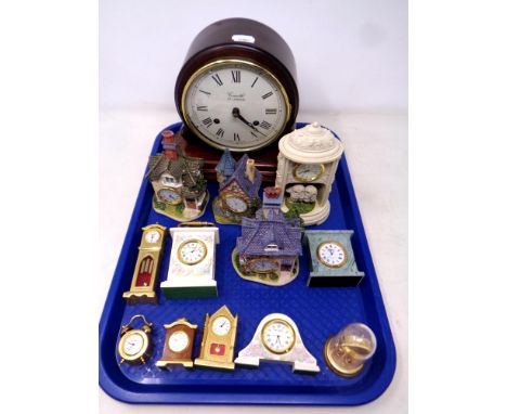 A tray of Comitti of London mantel clock, miniature cottage clocks, miniature time pieces etc 