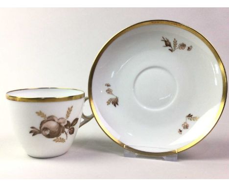 ROYAL COPENHAGEN PART TEA SERVICE, decorated with roses with gilt highlights, comprising cake plate, plates, saucers, cups, s
