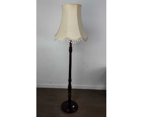 MAHOGANY FLOOR LAMP, with shade