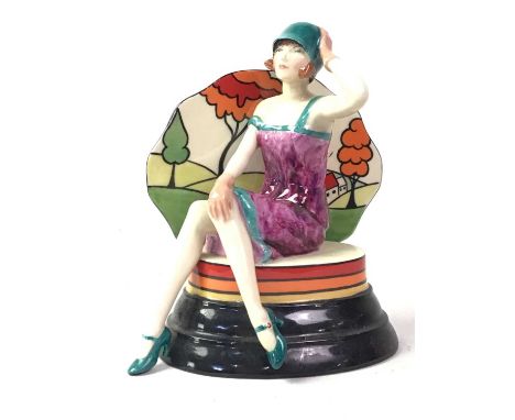 ANDY MOSS, PUTING ON THE RITZ homage to Clarice Cliff, along with two Royal Doulton figures also a Lladro figure and a Nao fi