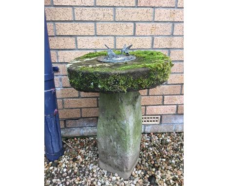 COMPOSITION STONE STADDLE STONE, with added sundial top65cm high