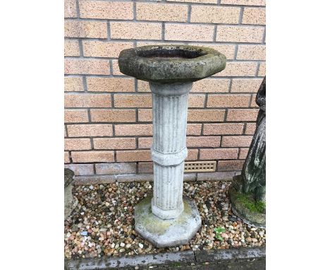 COMPOSITION STONE GARDEN BIRDBATH, ALONG WITH PLANTER the bird bath with fluted columnthe birdbath 74cm high