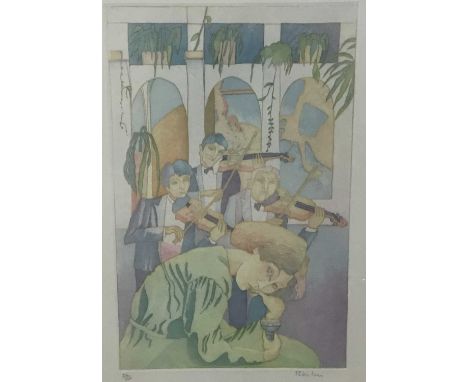 JONATHAN ROBERTSON, SECOND FIDDLE  etching, signed in pencil and numbered 24/25mounted, framed and under glass64cm x 47cm ove