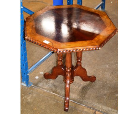 OAK &amp; MAHOGANY OCTAGONAL OCCASIONAL TABLE     