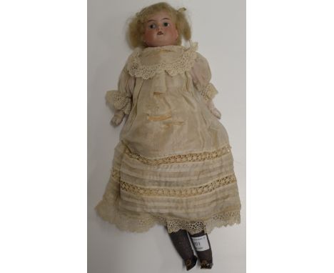16" LATE 19TH CENTURY GERMAN BISQUE POTTERY DOLL     