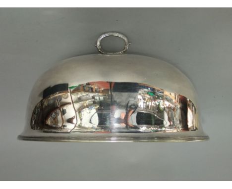 Silver plated cloche engraved with a letter I, 40cm long