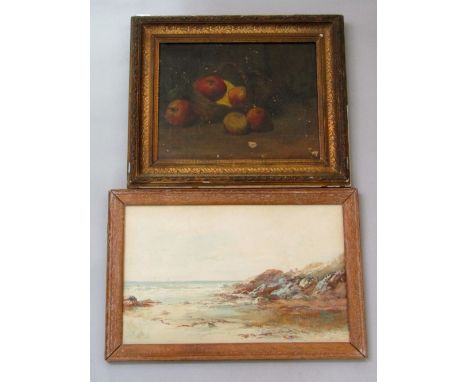Albert Pollitt (British 1856-1926) - Coastal scene with figures, watercolour, signed, together with a further watercolour of 