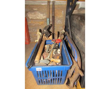 A small quantity of various vintage and later hand tools to include two shovels, axe, drills, etc