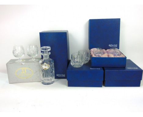 A collection of various glassware to include rummers, tumblers, decanters, etc, four boxed sets of Waterford, two horns and o