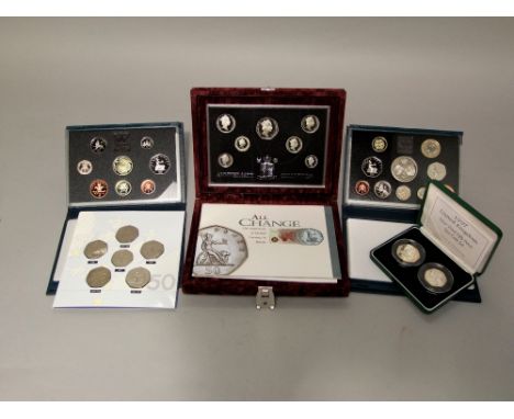 1996 silver anniversary collection - proof coinage, seven coins £1 to one penny, cased with certificate 1995 and 1997 proof c