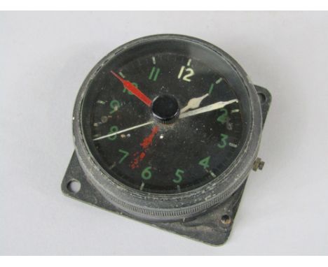 A World War II aircraft cockpit clock, with 6cm diameter dial