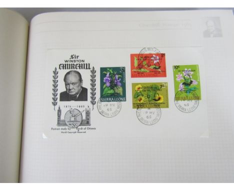 The Sir Winston Churchill 1965 stamp album containing GB, Commonwealth and World Stamps and covers, etc