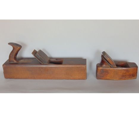 Two treen wood working planes, one inscribed A Davies and R Allaker (2)