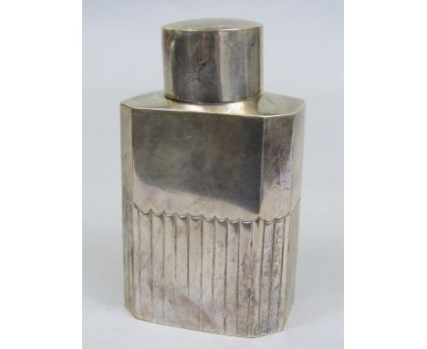 A Victorian silver caddy with half fluted decoration, maker TB JH, Sheffield 1887, 13cm high, 6oz approx